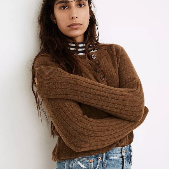 NWT | Madewell | Bowden Henley Sweater in Coziest Yarn - Picture 3 of 17